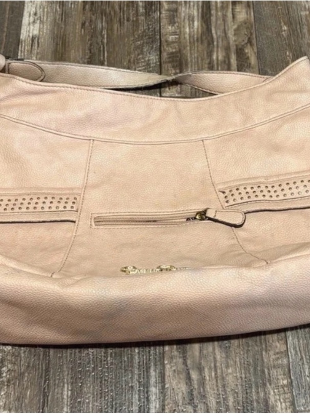 Jessica Simpson Blush Pebbled Shoulder Bag with Stud Accents